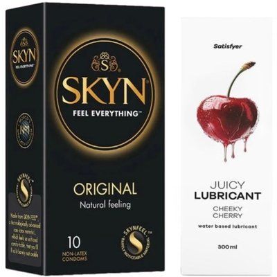 Набор Лубрикант Satisfyer Cheeky Cherry 300мл + SKYN Original 10 шт. SOS12791 фото