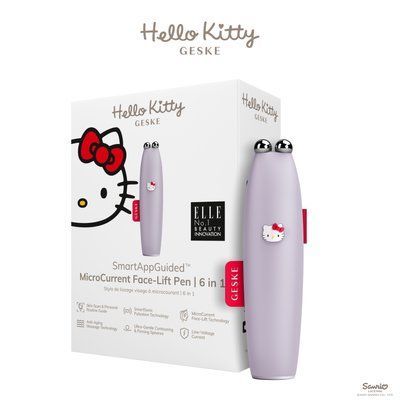 Мікрострумова ручка для підтяжки обличчя GESKE MicroCurrent Face-Lift Pen 6в1 by Hello Kitty purple HB0250 фото