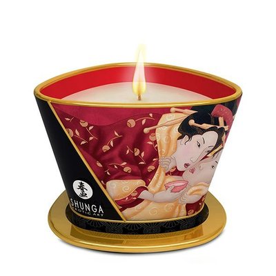 Масажна свічка Shunga Massage Candle - Sparkling Strawberry Wine (170 мл) з афродизіаками SO2513 фото