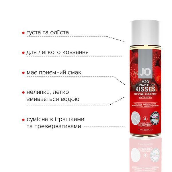 Смазка на водной основе System JO H2O &mdash; Strawberry Kiss (60 мл) без сахара, растительный глицерин SO5225 фото